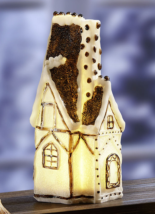 Weihnachtliche Dekorationen - Beleuchtete Deko-Figuren aus Polyresin, in Farbe WEISS, in Ausführung Haus Ansicht 1