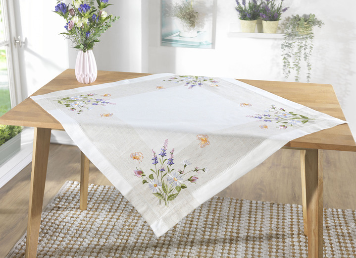 Tischdecken - Tisch- und Raumdekoration mit floralem Dessin, in Größe 102 (Läufer, 40x 85 cm) bis 404 (Kissenbezug, 40x 40 cm), in Farbe SEKT-BUNT Ansicht 1
