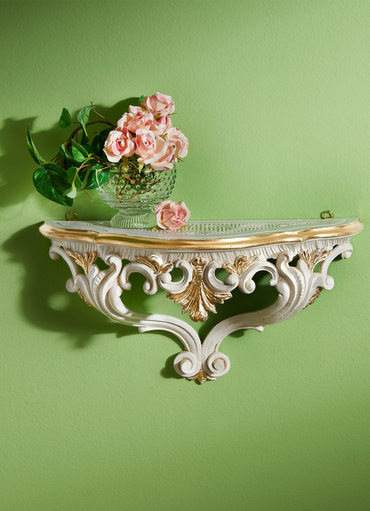 Wohnaccessoires - Wandkonsole im Barock-Stil, in Farbe ELFENBEIN-GOLD Ansicht 2