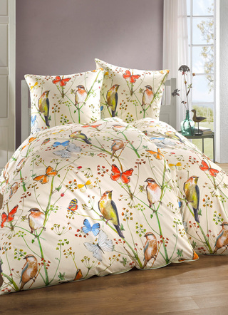 - Soft-Renforcé Bettwäsche-Garnitur mit Digitaldruck Allover, in Größe 111 (40x80 cm + 135x200 cm) bis 115 (80x80 cm + 155x220 cm), in Farbe BUNT