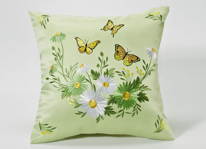 Tischdecken - Tisch- und Raumdekoration mit Blumen und Schmetterlingen, in Größe 101 (Deckchen oval, 35x 50 cm) bis 404 (Kissenbezug, 40x 40 cm), in Farbe GRÜN Ansicht 5