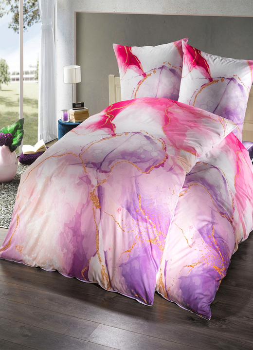 Bettwäschegarnituren - Soft-Renforcé Bettwäsche-Garnitur von Florella, in Größe 111 (40x80 cm + 135x200 cm) bis 115 (80x80 cm + 155x220 cm), in Farbe HIMBEERE Ansicht 2