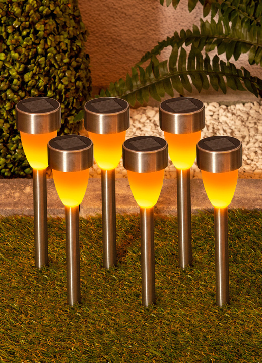 Garten - Solarstecker mit Flackereffekt, 6er-Set, in Farbe SILBER Ansicht 1