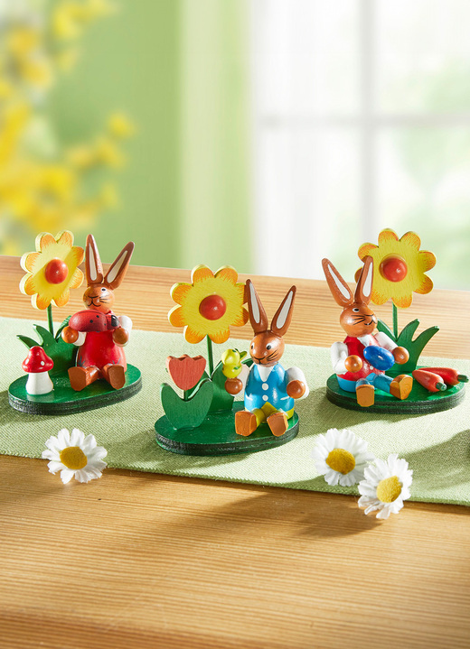 - Hasen aus Holz, 4er-Set, in Farbe GRÜN-GELB Ansicht 2