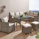 Garten - Lounge-Set Flair aus hochwertigen Materialien, in Farbe BEIGE, in Ausführung Lounge-Set mit grauer Glasplatte – Farbe BEIGE – Ansicht 1