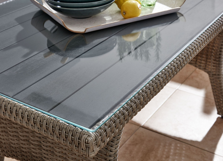 Garten - Lounge-Set Flair aus hochwertigen Materialien, in Farbe BEIGE, in Ausführung Lounge-Set mit grauer Glasplatte Ansicht 2