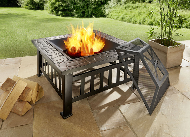 Garten - Feuerstelle mit Gitterdeckel, in Farbe SCHWARZ Ansicht 1