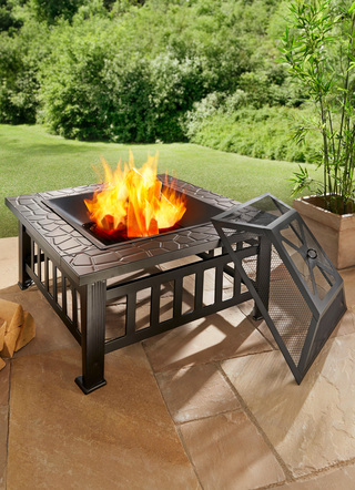 Garten - Feuerstelle mit Gitterdeckel, in Farbe SCHWARZ – Farbe SCHWARZ – Ansicht 