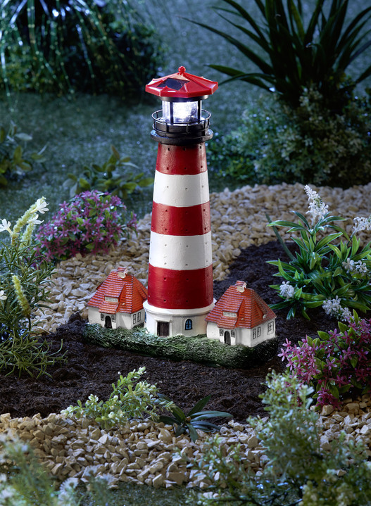 Gartendekoration - Solar-Leuchtturm Westerhever, in Farbe ROT-WEISS Ansicht 1