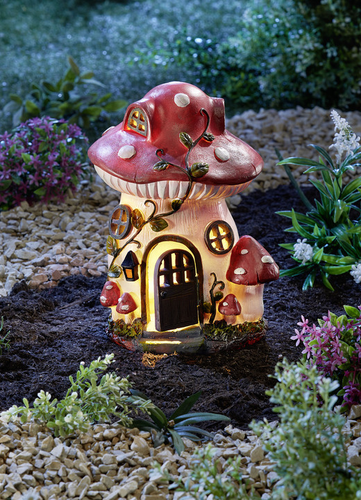 Gartendekoration - Handbemaltes Pilzhaus , in Farbe ROT-WEIß