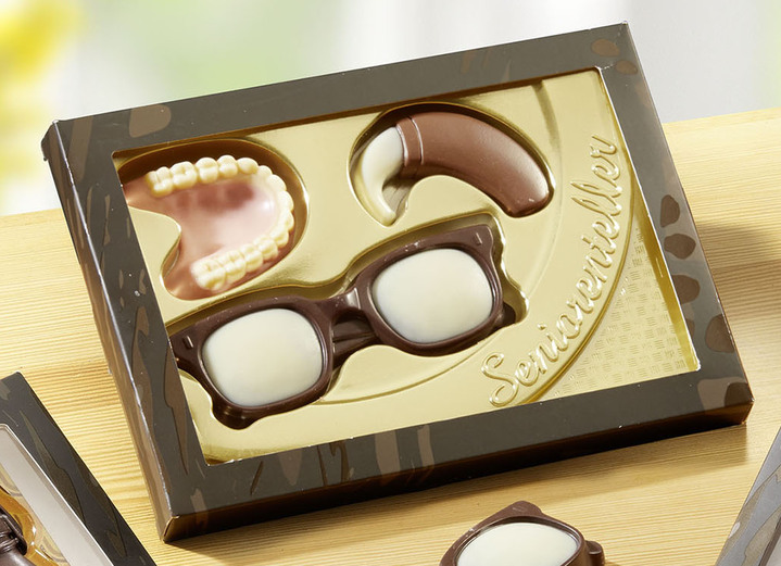 Geschenkideen - Schokoladen-Präsent aus Vollmilch- und Zartbitter-Schokolade, in Farbe BUNT, in Ausführung Seniorenset Ansicht 1