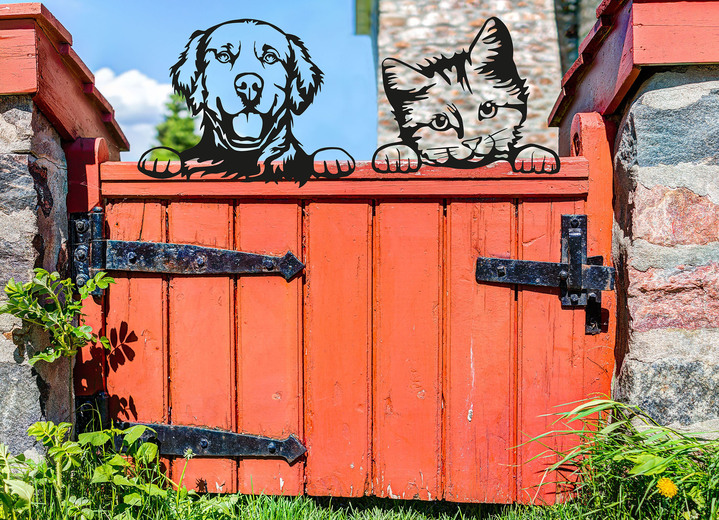 Gartendekoration - Zaunfigur aus gelaserten Spezialstahl, in Farbe SCHWARZ, in Ausführung Hund