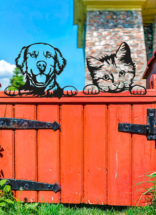 Gartendekoration - Zaunfigur aus Spezialstahl, in Farbe SCHWARZ, in Ausführung Hund