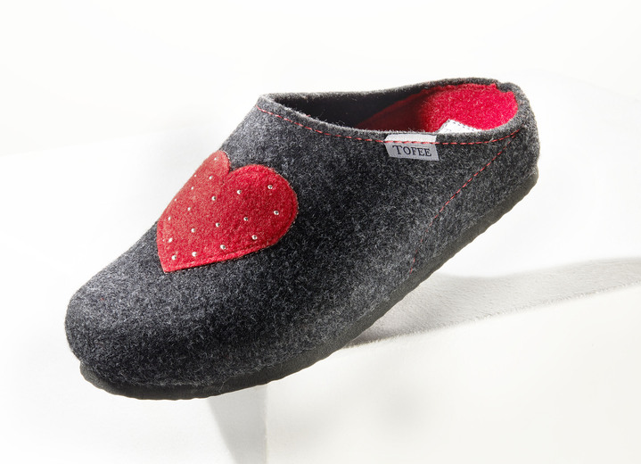 Hausschuhe - Hausschuh mit Obermaterial aus Wollfilz Ansicht 4 Hausschuhe - Hausschuh mit Obermaterial aus Wollfilz, in Größe 036 bis 042, in Farbe ROT Ansicht 4