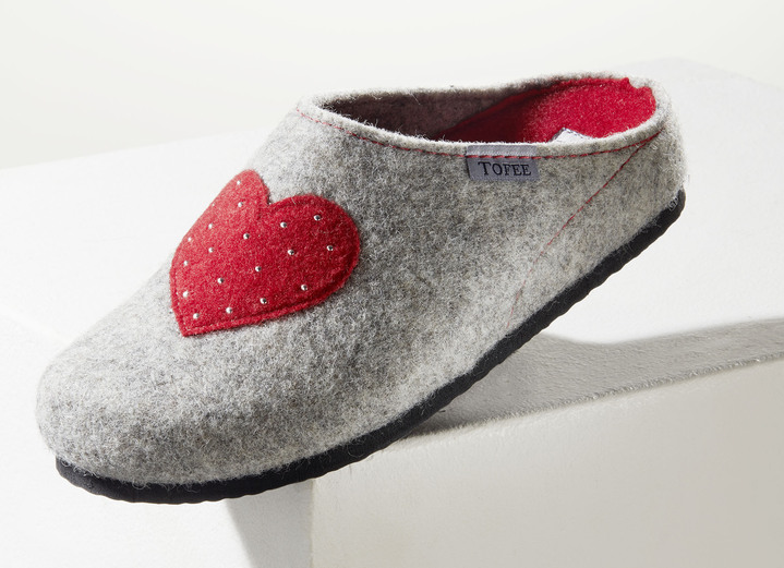 Hausschuhe - Hausschuh mit Obermaterial aus Wollfilz Ansicht 3 Hausschuhe - Hausschuh mit Obermaterial aus Wollfilz, in Größe 036 bis 042, in Farbe ROT Ansicht 3