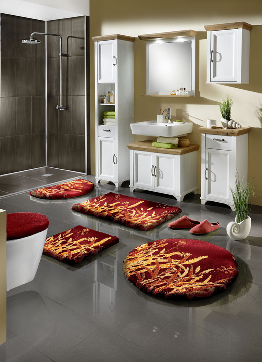 Badgarnituren - Naturnahe Badgarnitur mit Gräsermotiv Ansicht 2 Badgarnituren - Naturnahe Badgarnitur mit Gräsermotiv, in Größe 100 (Vorleger halbrund, 50x 80 cm) bis 112 (WC-Deckelbezug, 47x 50 cm), in Farbe TERRA Ansicht 2