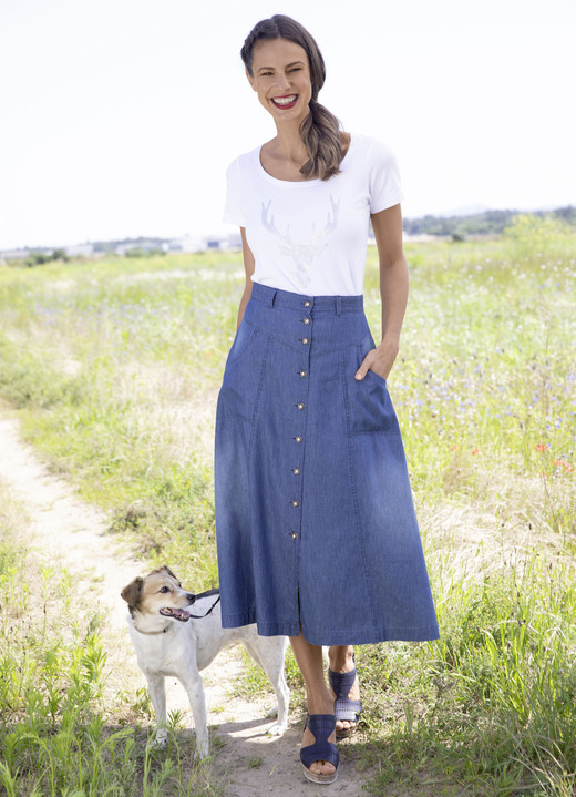 Landhausmode - Shirt mit Strassstein-Applikation Ansicht 2 Landhausmode - Shirt mit Strassstein-Applikation, in Größe 034 bis 052, in Farbe WEISS Ansicht 2