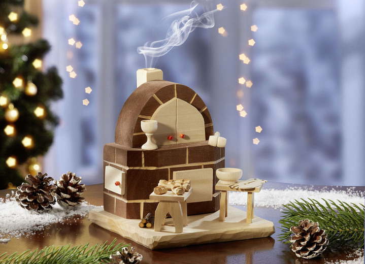 Weihnachtliche Dekorationen - Räucherbackofen aus Holz, in Farbe BRAUN