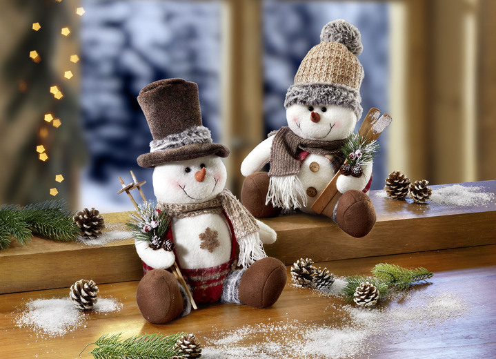 - Dekorativer Schneemann, in Farbe BEIGE-BRAUN, in Ausführung Schneemann mit Wollmütze Ansicht 1
