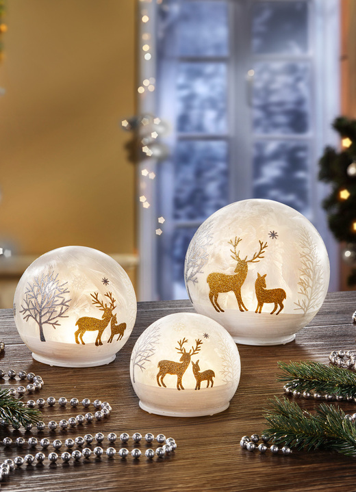 - LED-Kugel, 3er-Set,aus Glas, in Farbe SILBER-WEISS Ansicht 2