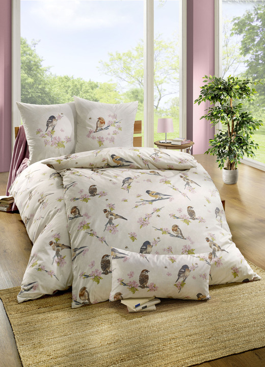 SALE % - Bettwäsche-Garnitur mit Reißverschluss, in Größe 111 (40x80 cm + 135x200 cm) bis 412 (4-teiliges Sparset), in Farbe CREME Ansicht 1
