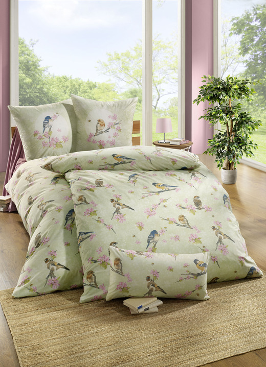 Bettwäschegarnituren - Bettwäsche-Garnitur mit Reißverschluss, in Größe 111 (40x80 cm + 135x200 cm) bis 412 (4-teiliges Sparset), in Farbe CREME Ansicht 2