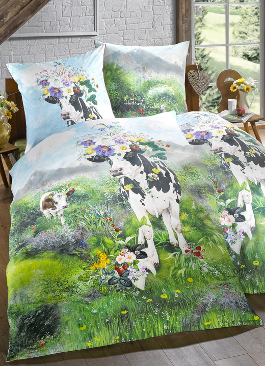 - Bettwäsche-Garnitur mit Sommerwiesen-Motiv, in Größe 112 (80x80 cm + 135x200 cm) bis 115 (80x80 cm + 155x220 cm), in Farbe MULTICOLOR Ansicht 1