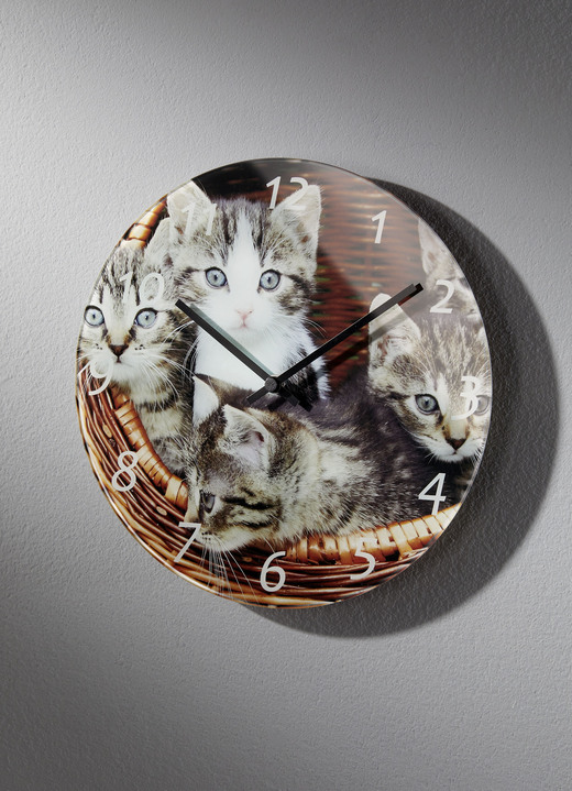 Uhren - Wanduhr aus Mineralglas, in Farbe BRAUN-GRAU