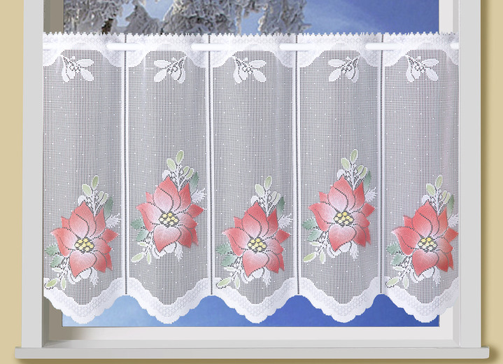 - Kurzstore Weihnachtsstern mit Stangendurchzug, in Größe 786 (H45xB 90 cm) bis 859 (H60xB135 cm), in Farbe WEISS-ROT Ansicht 2