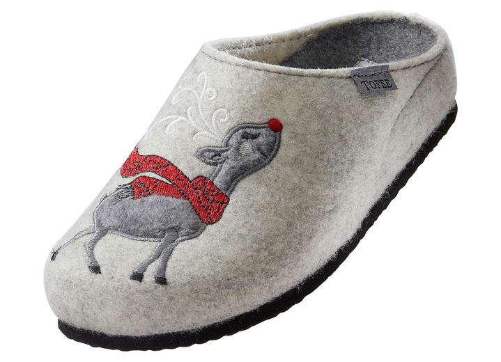 Weihnachtliche Geschenkideen - Flauschig warmer und kuscheliger Hausschuh, in Größe 036 bis 042, in Farbe WINTERWEISS Ansicht 1