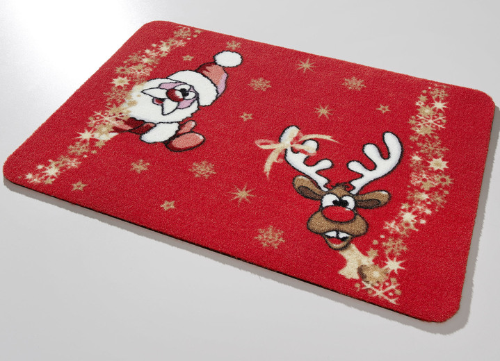- Weihnachtliche Fußmatte mit Latex-Rückseite, in Größe 100 (40x60 cm) bis 103 (50x70 cm), in Farbe ROT Ansicht 2