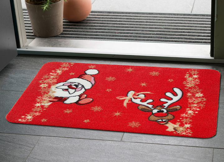 Fußmatten - Weihnachtliche Fußmatte mit Latex-Rückseite, in Größe 100 (40x60 cm) bis 103 (50x70 cm), in Farbe ROT Ansicht 1