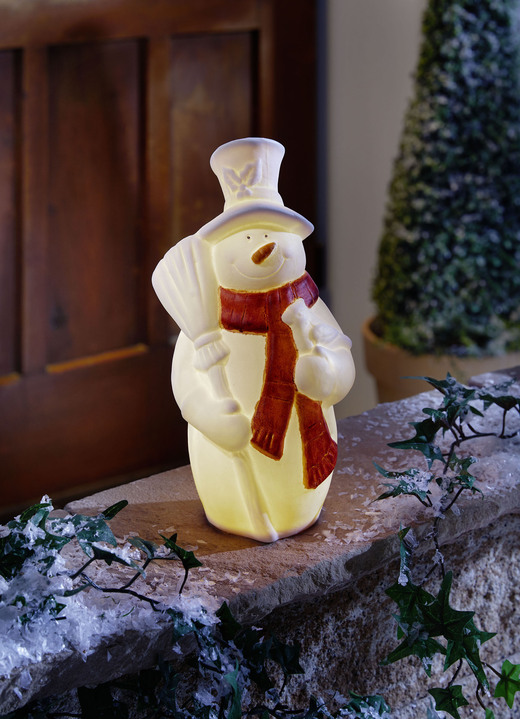 - Schneemann mit LED-Beleuchtung, in Farbe WEISS-ROT
