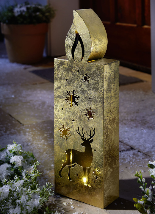 Winterlicher Garten - LED-Kerze aus Metall, in Farbe SILBER Ansicht 2