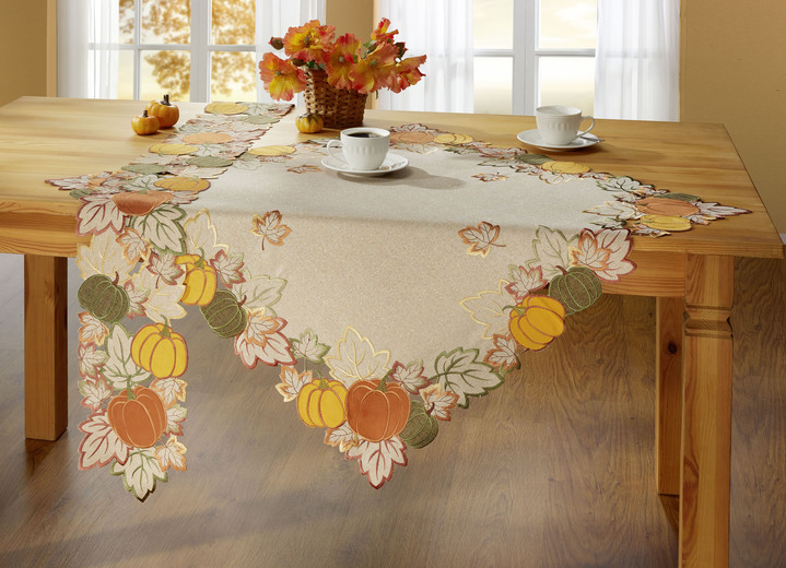 Tischdecken - Tisch- und Raumdekoration mit Glanzgarn Ansicht 3 Tischdecken - Tisch- und Raumdekoration mit Glanzgarn, in Größe 101 (Läufer oval, 35x 70 cm) bis 404 (Kissenbezug, 40x 40 cm), in Farbe ECRU Ansicht 3