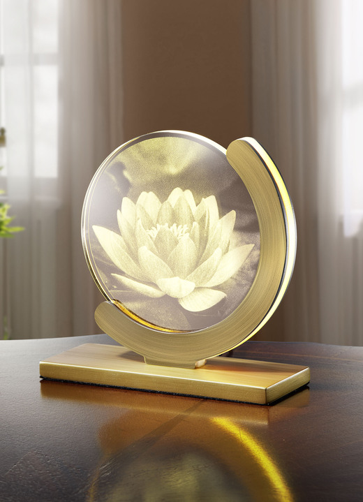 - LED-Tischleuchte mit wechselbaren Glasscheiben, in Farbe GOLD Ansicht 2