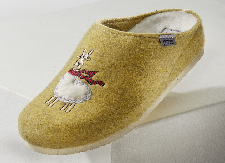 Damenmode - Kuschelwarme Hausschuh aus Wollfilz, in Größe 036 bis 042, in Farbe VANILLE Ansicht 1