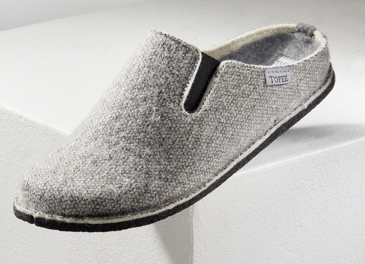 Hausschuhe - Herren-Hausschuh aus  Wollfilz, in Größe 039 bis 046, in Farbe JEANSBLAU Ansicht 3