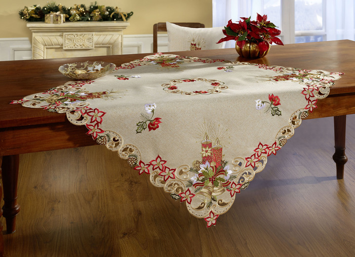 Tischdecken - Tisch- und Raumdekoration, in Größe 101 (Deckchen oval, 35x 50 cm) bis 404 (Kissenbezug, 40x 40 cm), in Farbe BRAUN-BUNT Ansicht 1