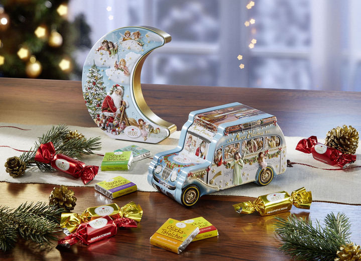 - Geschenkdosen aus Metall von Confiserie Heidel, in Farbe BUNT, in Ausführung Weihnachtsbus Engel-Nostalgie