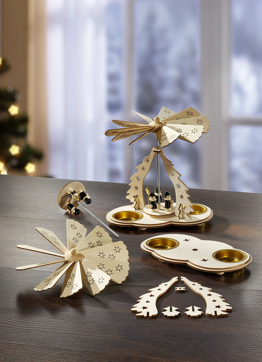 Weihnachtliche Geschenkideen - Bastelset Tischpyramide aus Holz, in Farbe NATUR
