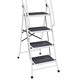 Haushaltshelfer - Sicherheitsleiter mit Geländer auf beiden Seiten, in Farbe WEISS-SCHWARZ – Farbe WEISS-SCHWARZ – Ansicht 2