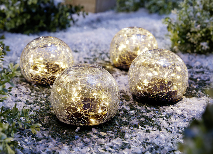 Winterlicher Garten - Solar-LED-Kugeln, 4er-Set, in Farbe GOLD Ansicht 1