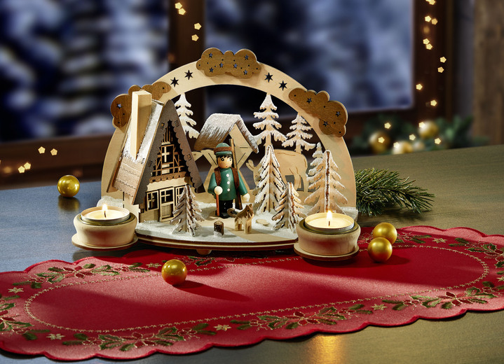 Weihnachtliche Dekorationen - Teelichthalter aus Holz, in Farbe NATUR