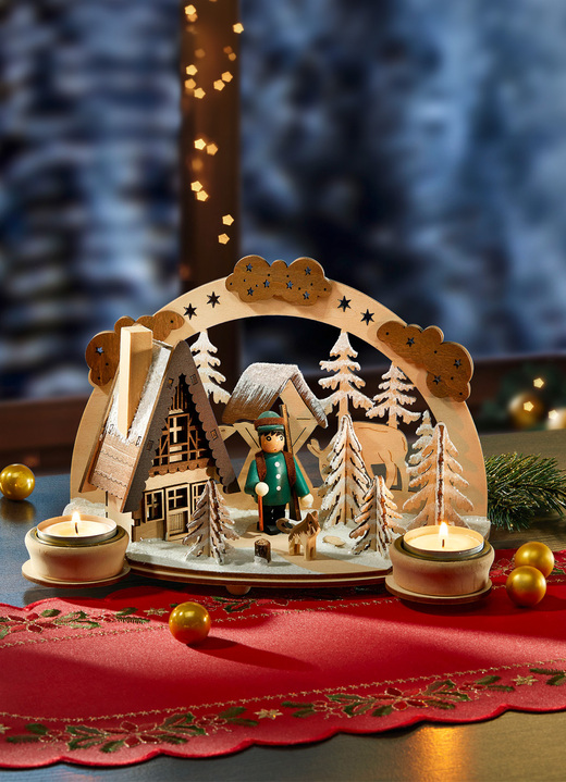 Weihnachten - Teelichthalter aus Holz, in Farbe NATUR Ansicht 1