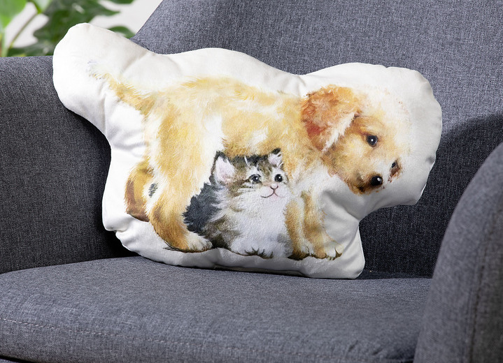 Dekokissen & Hüllen - Formkissen mit Hund und Katze, in Farbe BUNT
