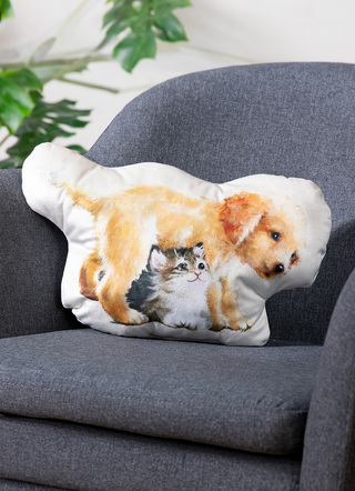 Dekokissen & Hüllen - Formkissen mit Hund und Katze, in Farbe BUNT
