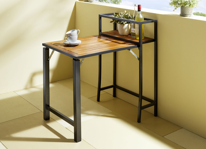 Garten - Balkon-Möbel Santorin II aus geöltem Akazienholz, in Farbe SCHWARZ, in Ausführung Balkon-Klapptisch Ansicht 1