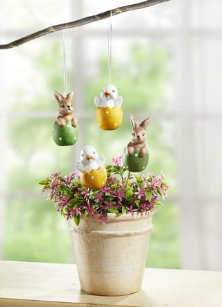 Frühlingsdekoration 2er-Set, aus Terrakotta