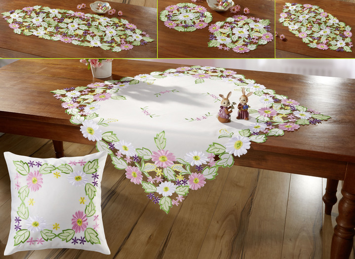 Tischdecken - Tisch- und Raumdekoration in frühlingsfrischen Farben, in Größe 101 (Deckchen oval, 30x 45 cm) bis 404 (Kissenbezug, 40x 40 cm), in Farbe BUNT Ansicht 1